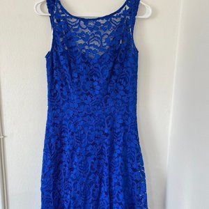 David's Bridal Sleeveless Blue Lace Dress
